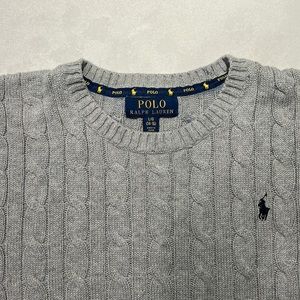 Ralph Lauren cable sweater cotton,Boy, Large (14/16), grey, excellent condition